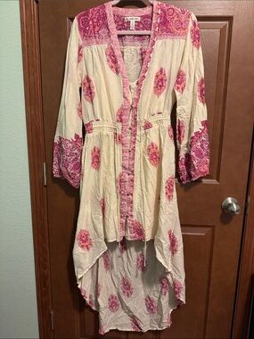 Billabong Cream and Pink Boho High-Low Dress